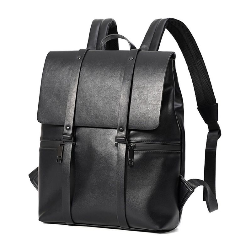 Hommes Faux Cuir Vintage Grande Capacité Sac À Dos Imperméable Durable Sac À Dos