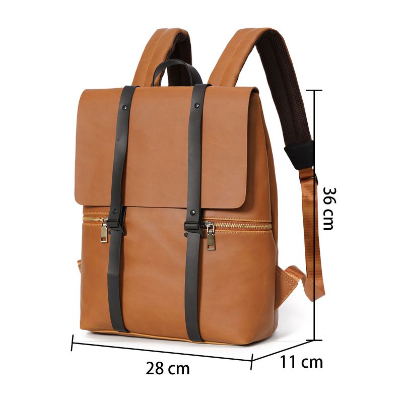 Hommes Faux Cuir Vintage Grande Capacité Sac À Dos Imperméable Durable Sac À Dos