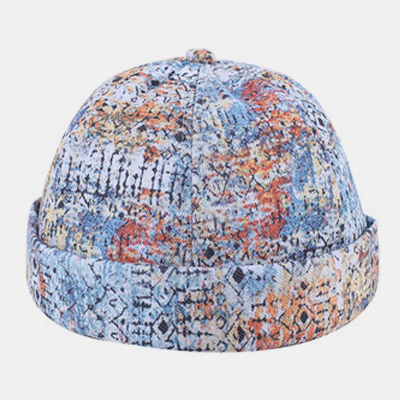 Hommes Femmes Coton Coloré Hip-hop Parasol Réglable Mince Propriétaire Cap Brimless Beanie Skull Cap