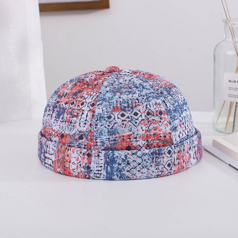 Hommes Femmes Coton Coloré Hip-hop Parasol Réglable Mince Propriétaire Cap Brimless Beanie Skull Cap