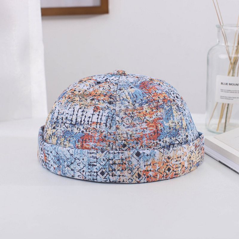 Hommes Femmes Coton Coloré Hip-hop Parasol Réglable Mince Propriétaire Cap Brimless Beanie Skull Cap