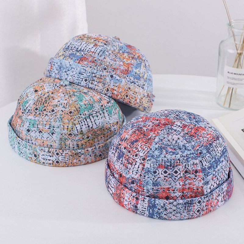 Hommes Femmes Coton Coloré Hip-hop Parasol Réglable Mince Propriétaire Cap Brimless Beanie Skull Cap