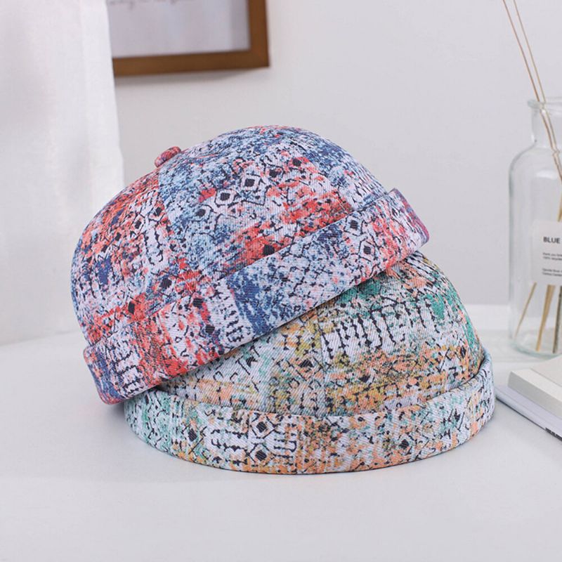 Hommes Femmes Coton Coloré Hip-hop Parasol Réglable Mince Propriétaire Cap Brimless Beanie Skull Cap