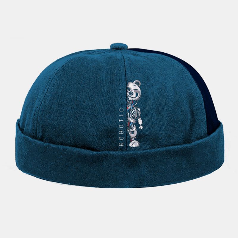 Hommes Femmes Coton Robot Ours Impression Patchwork Mode Créative Rue Tendance Sans Bord Bonnet Propriétaire Casquette Crâne Casquette