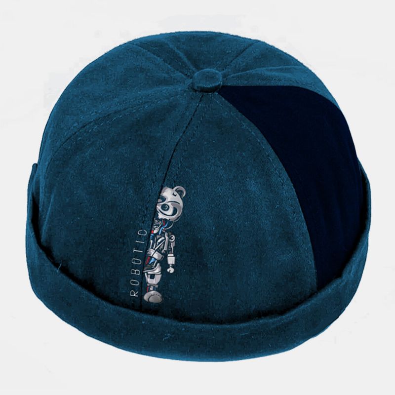 Hommes Femmes Coton Robot Ours Impression Patchwork Mode Créative Rue Tendance Sans Bord Bonnet Propriétaire Casquette Crâne Casquette