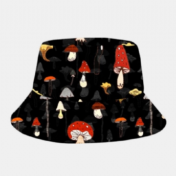 Hommes Femmes Coton Superposition Champignon Imprimé Motif Parasol Mode Élément Seau Chapeau