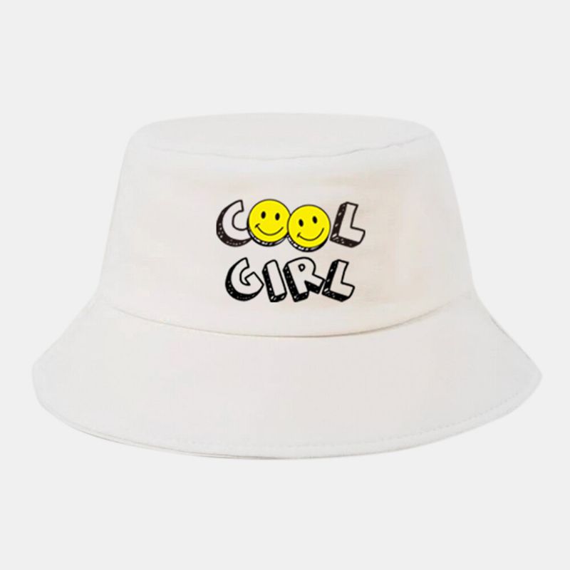 Hommes Femmes Couleur Unie Sourire Visage Lettre Motif Extérieur Décontracté Parasol Couple Seau Chapeau