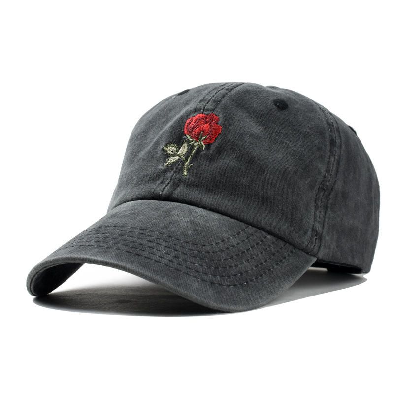 Hommes Femmes Mode Broderie Rose Casquette De Baseball