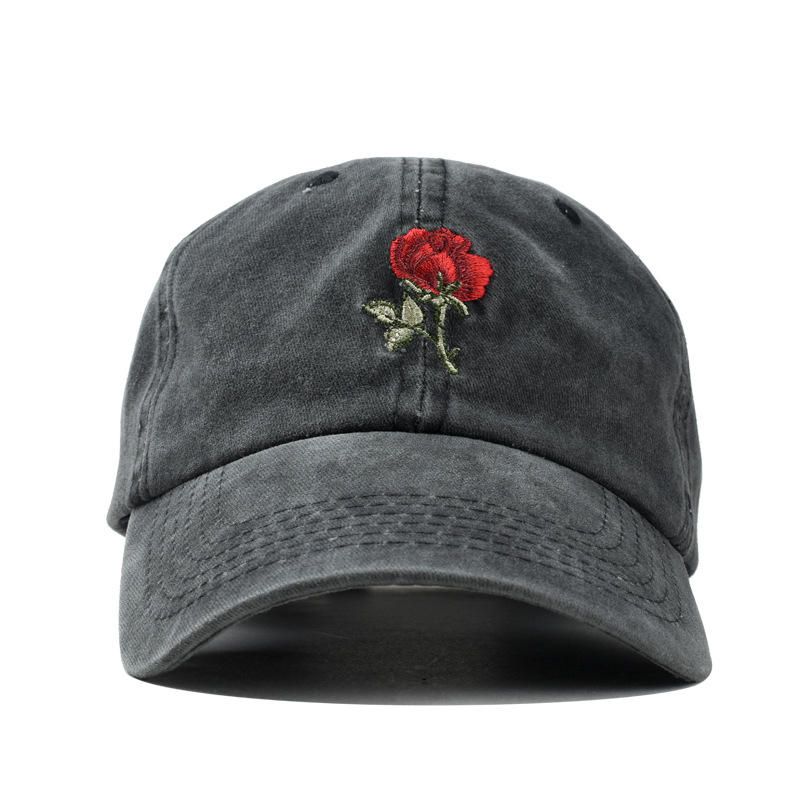 Hommes Femmes Mode Broderie Rose Casquette De Baseball