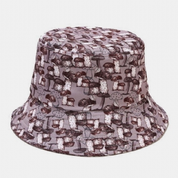 Hommes Femmes Multi Champignon Impression Parasol Extérieur Casual Couple Seau Chapeau