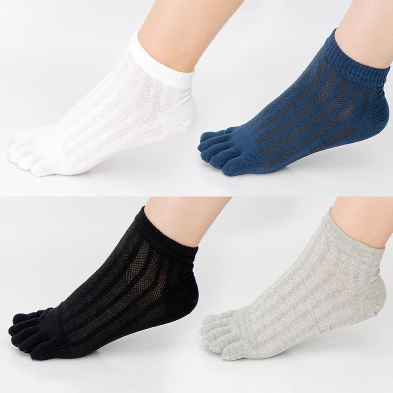 Hommes Femmes Respirant Mèche Courte Cheville Chaussette Sports De Plein Air Déodorant Chaussettes À Cinq Doigts