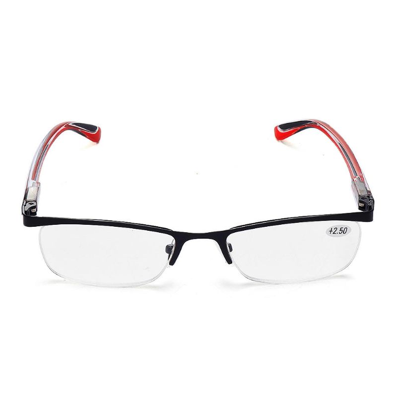 Hommes Femmes Retro Round Half-frame Readers Lunettes De Lecture Lunettes D'ordinateur Élégantes Avec Étui