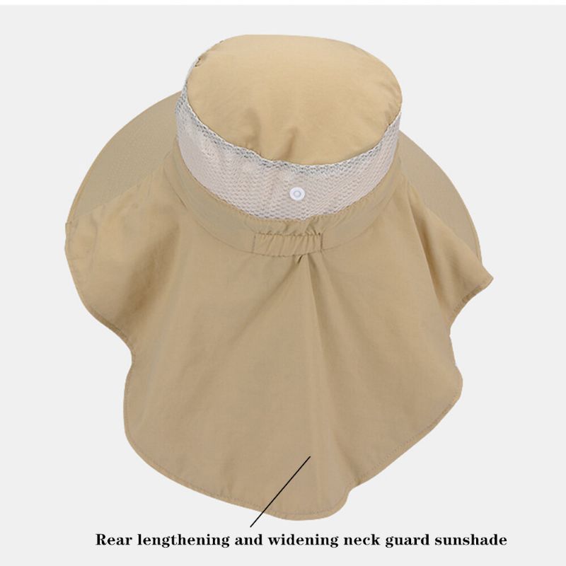 Hommes Femmes Seau Chapeaux Polyester Réglable Respirant Crème Solaire Visage Couverture Cou Garde Étanche Seau Chapeaux Pêcheur Chapeau