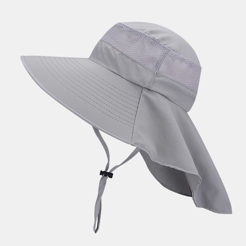 Hommes Femmes Seau Chapeaux Polyester Réglable Respirant Crème Solaire Visage Couverture Cou Garde Étanche Seau Chapeaux Pêcheur Chapeau