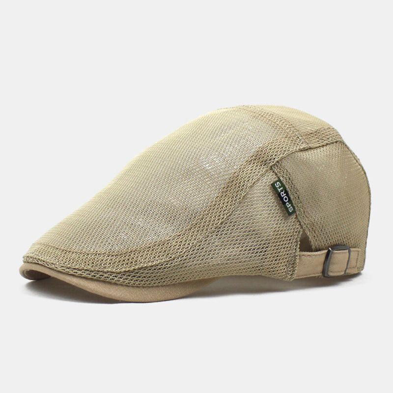 Hommes Gavroche Casquette Polyester Maille Lettres Patch Casual Mince Lumière Réglable Extérieur Respirant Parasol Avant Chapeau Béret Casquette Plate