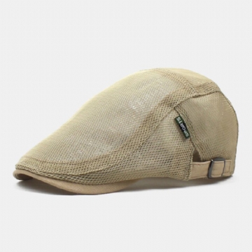 Hommes Gavroche Casquette Polyester Maille Lettres Patch Casual Mince Lumière Réglable Extérieur Respirant Parasol Avant Chapeau Béret Casquette Plate