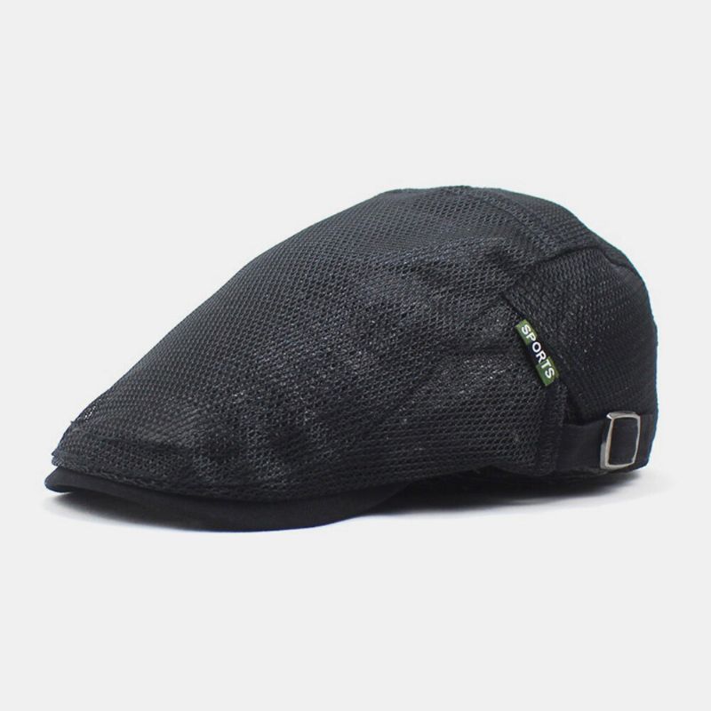 Hommes Gavroche Casquette Polyester Maille Lettres Patch Casual Mince Lumière Réglable Extérieur Respirant Parasol Avant Chapeau Béret Casquette Plate