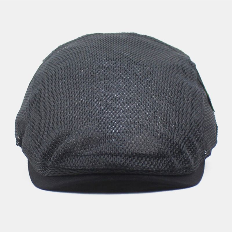 Hommes Gavroche Casquette Polyester Maille Lettres Patch Casual Mince Lumière Réglable Extérieur Respirant Parasol Avant Chapeau Béret Casquette Plate