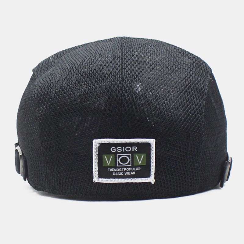 Hommes Gavroche Casquette Polyester Maille Lettres Patch Casual Mince Lumière Réglable Extérieur Respirant Parasol Avant Chapeau Béret Casquette Plate