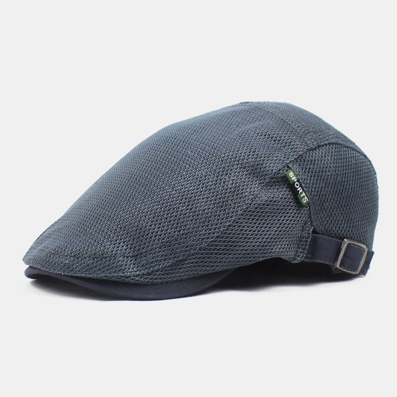 Hommes Gavroche Casquette Polyester Maille Lettres Patch Casual Mince Lumière Réglable Extérieur Respirant Parasol Avant Chapeau Béret Casquette Plate