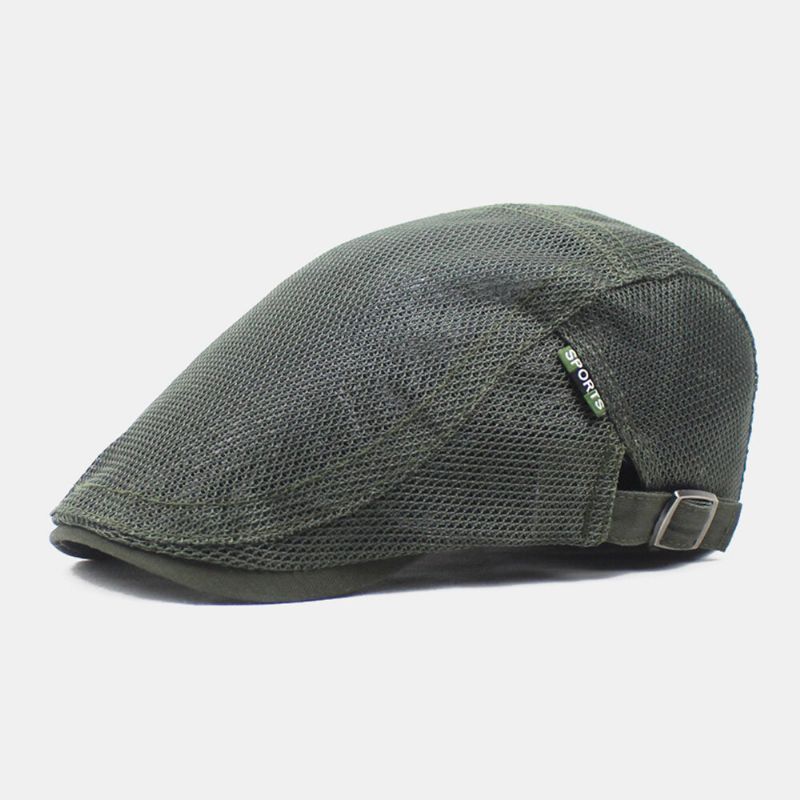 Hommes Gavroche Casquette Polyester Maille Lettres Patch Casual Mince Lumière Réglable Extérieur Respirant Parasol Avant Chapeau Béret Casquette Plate