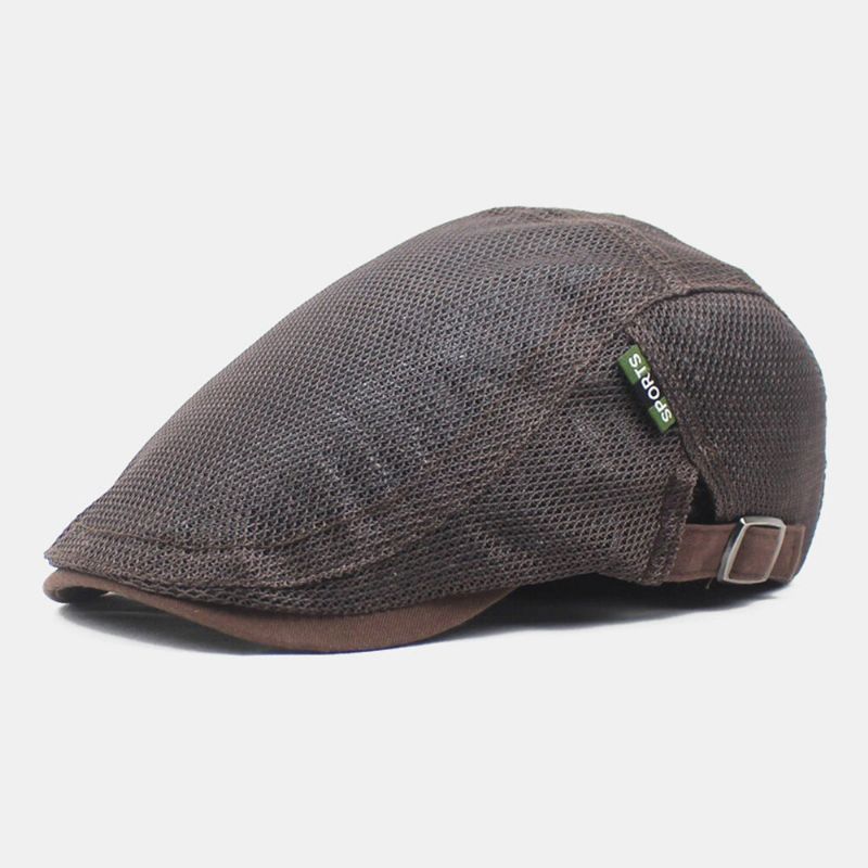 Hommes Gavroche Casquette Polyester Maille Lettres Patch Casual Mince Lumière Réglable Extérieur Respirant Parasol Avant Chapeau Béret Casquette Plate