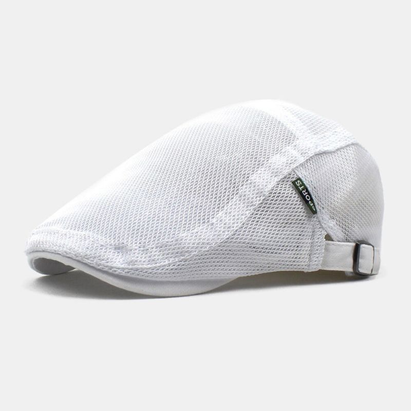 Hommes Gavroche Casquette Polyester Maille Lettres Patch Casual Mince Lumière Réglable Extérieur Respirant Parasol Avant Chapeau Béret Casquette Plate