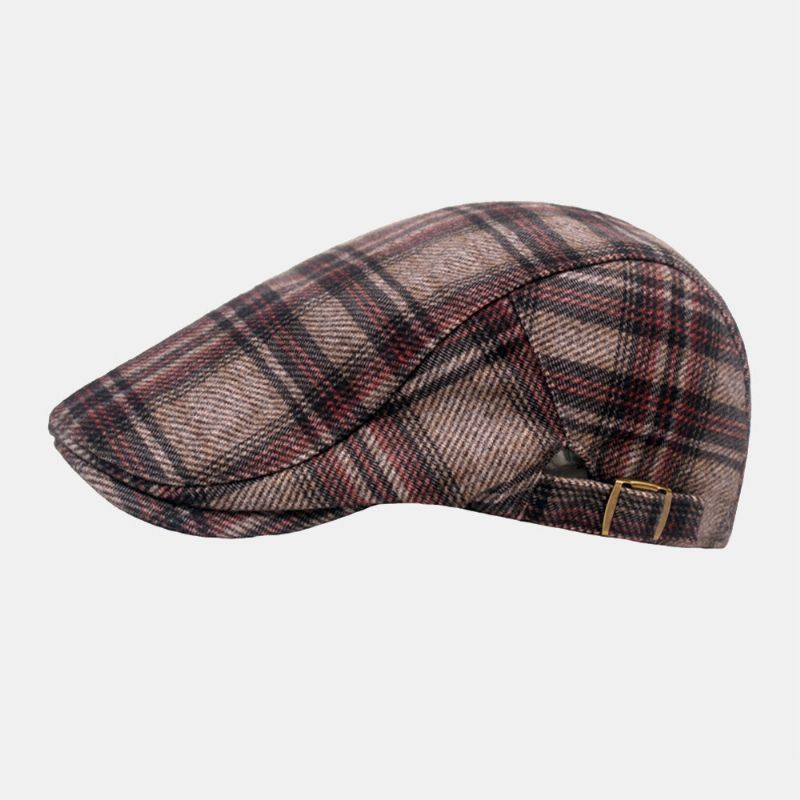 Hommes Gavroche Chapeau Britannique Casual Hiver Épaissi Treillis Bérets Peintre Chapeau