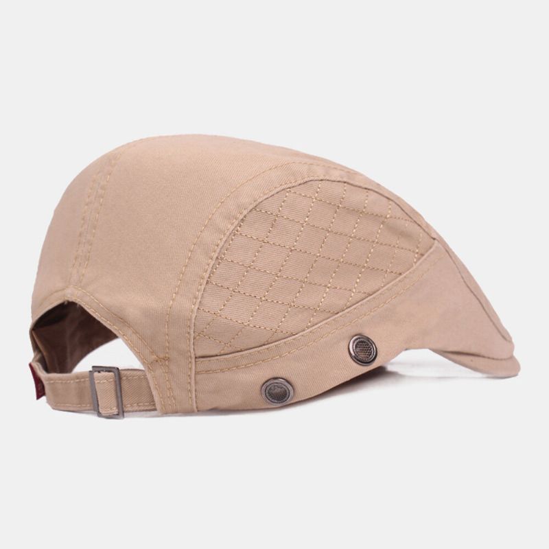 Hommes Gavroche Chapeau Coton Couleur Unie Argyle Points Respirant Réglable Pare-soleil Béret Casquette Plate