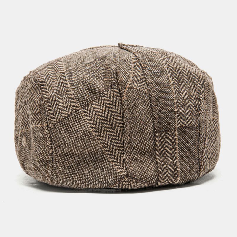 Hommes Gavroche Chapeaux Chevrons Patchwork Épissage Parasol Extérieur Coupe-vent Cabbie Chapeau Bérets