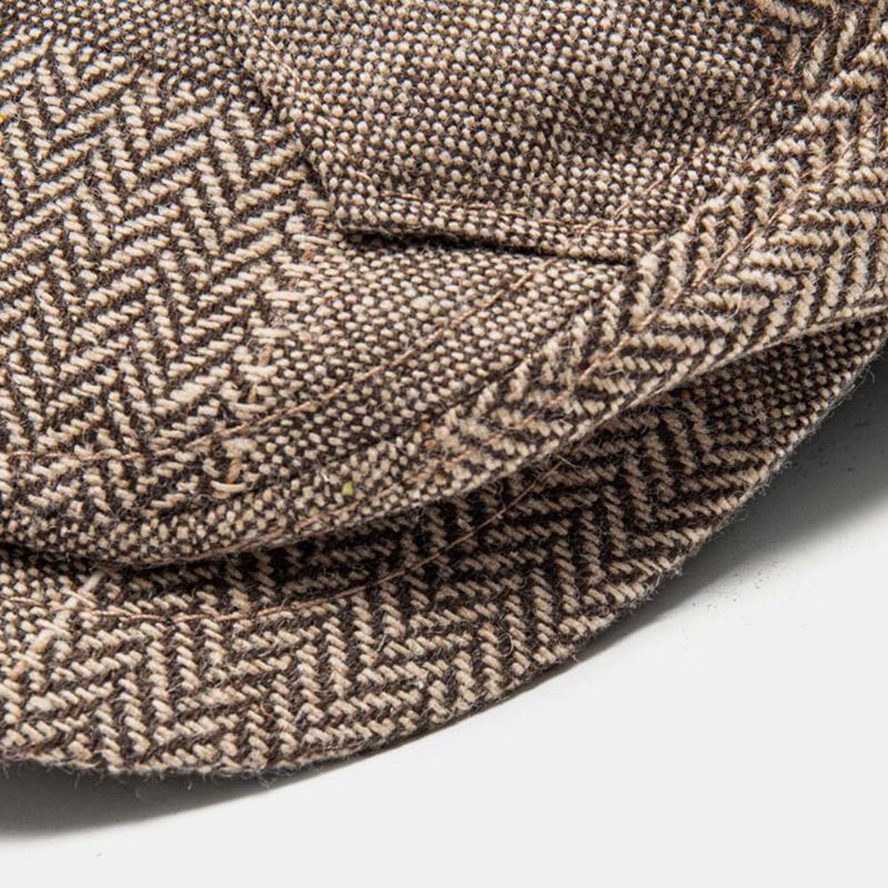 Hommes Gavroche Chapeaux Chevrons Patchwork Épissage Parasol Extérieur Coupe-vent Cabbie Chapeau Bérets