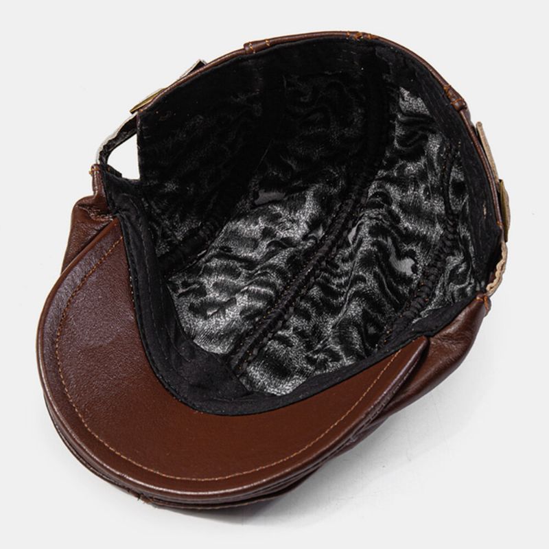 Hommes Gavroche Chapeaux En Peau De Mouton Hiver Coupe-vent Protection Contre Le Froid Chaud Bérets Cabbie Chapeau