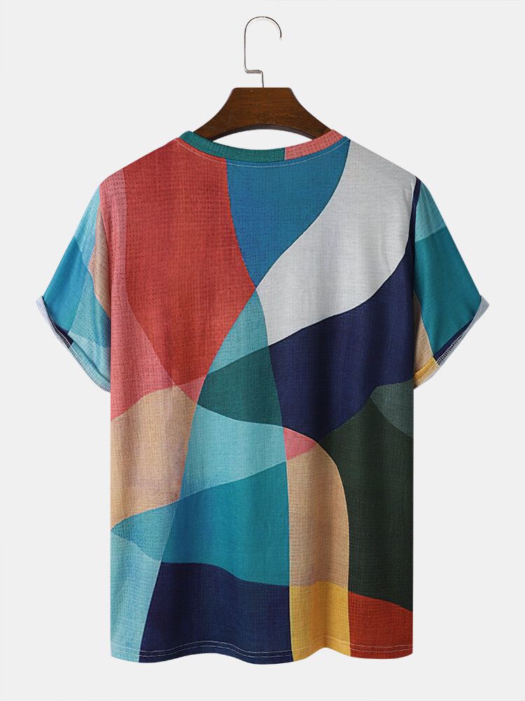 Hommes Géométrique Colorblock Imprimé Abstrait Col Ras Du Cou Doux Respirant T-shirts