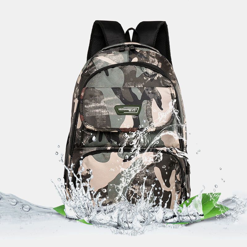 Hommes Grande Capacité Camouflage Étanche Étudiant Sac D'école 15.6 Pouces Pochette D'ordinateur Voyage En Plein Air Sac À Dos