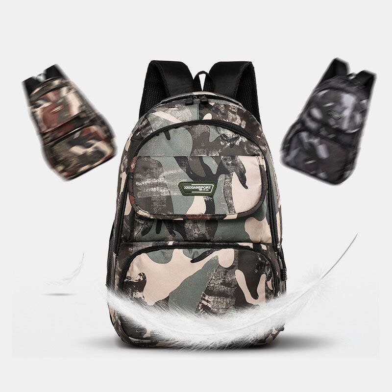 Hommes Grande Capacité Camouflage Étanche Étudiant Sac D'école 15.6 Pouces Pochette D'ordinateur Voyage En Plein Air Sac À Dos