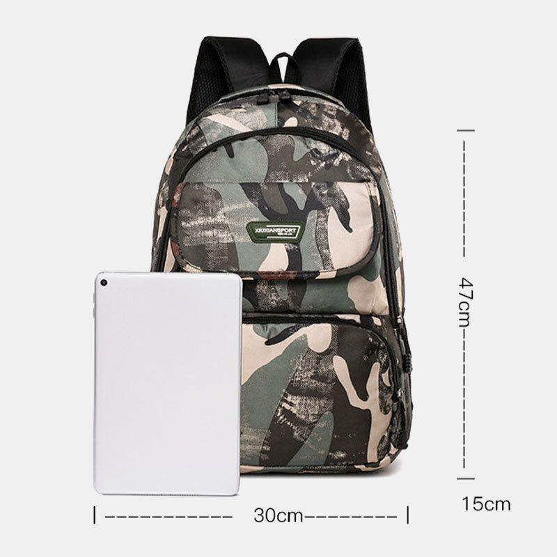 Hommes Grande Capacité Camouflage Étanche Étudiant Sac D'école 15.6 Pouces Pochette D'ordinateur Voyage En Plein Air Sac À Dos