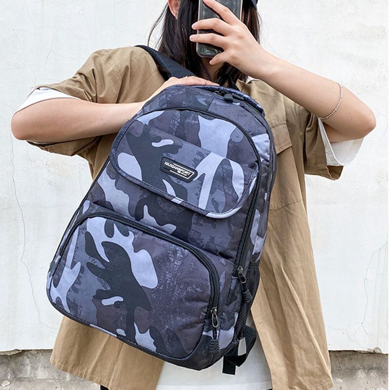 Hommes Grande Capacité Camouflage Étanche Étudiant Sac D'école 15.6 Pouces Pochette D'ordinateur Voyage En Plein Air Sac À Dos