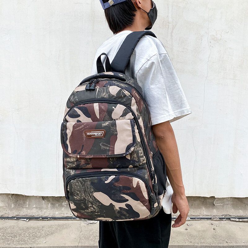 Hommes Grande Capacité Camouflage Étanche Étudiant Sac D'école 15.6 Pouces Pochette D'ordinateur Voyage En Plein Air Sac À Dos