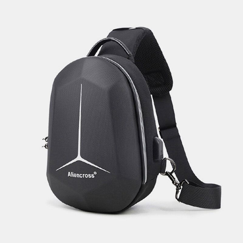 Hommes Grande Capacité Charge Usb Multi-couches Sac À Bandoulière Étanche Sac De Poitrine Sac À Bandoulière