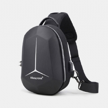 Hommes Grande Capacité Charge Usb Multi-couches Sac À Bandoulière Étanche Sac De Poitrine Sac À Bandoulière