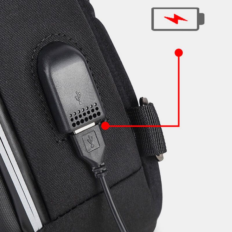 Hommes Grande Capacité Charge Usb Multi-couches Sac À Bandoulière Étanche Sac De Poitrine Sac À Bandoulière