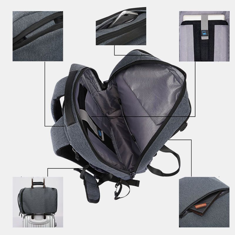 Hommes Grande Capacité Étanche Bandoulière Amovible 15.6 Pouces Étui Pour Ordinateur Portable Sac À Dos Sac À Bandoulière Sac À Bandoulière