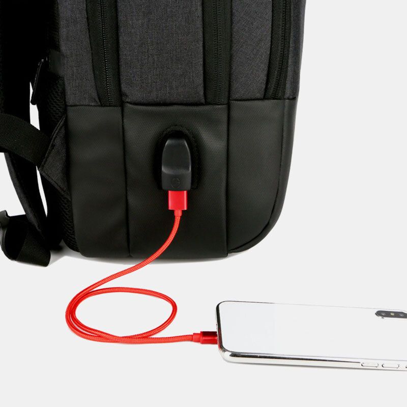 Hommes Grande Capacité Étanche Charge Usb 15.6 Pouces Sac Pour Ordinateur Portable Affaires Sac À Dos En Plein Air