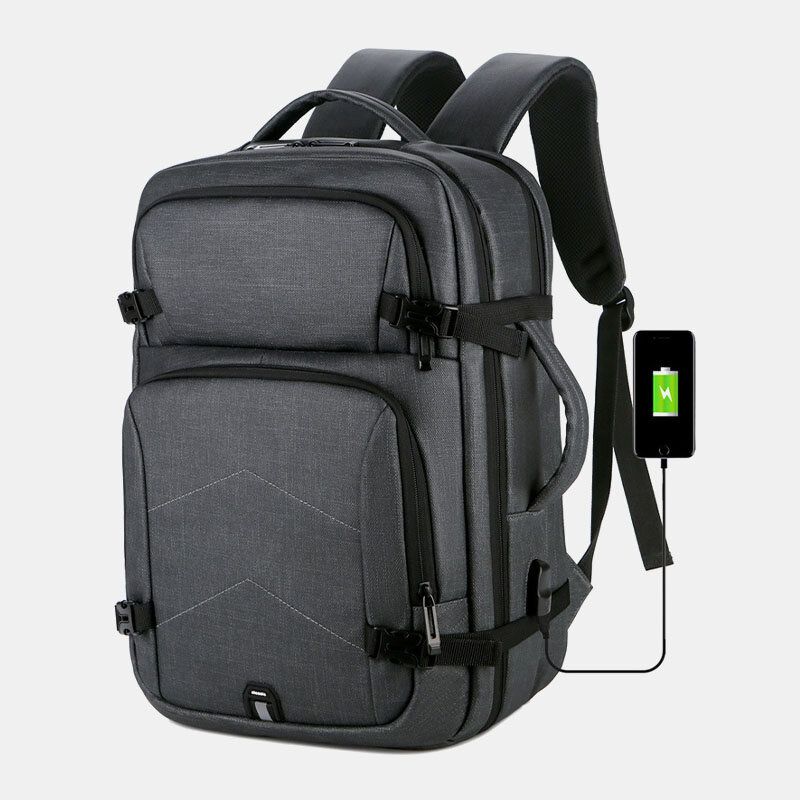 Hommes Grande Capacité Étanche Charge Usb 16 Pouces Sac Pour Ordinateur Portable Affaires Sac À Main En Plein Air Sac À Dos