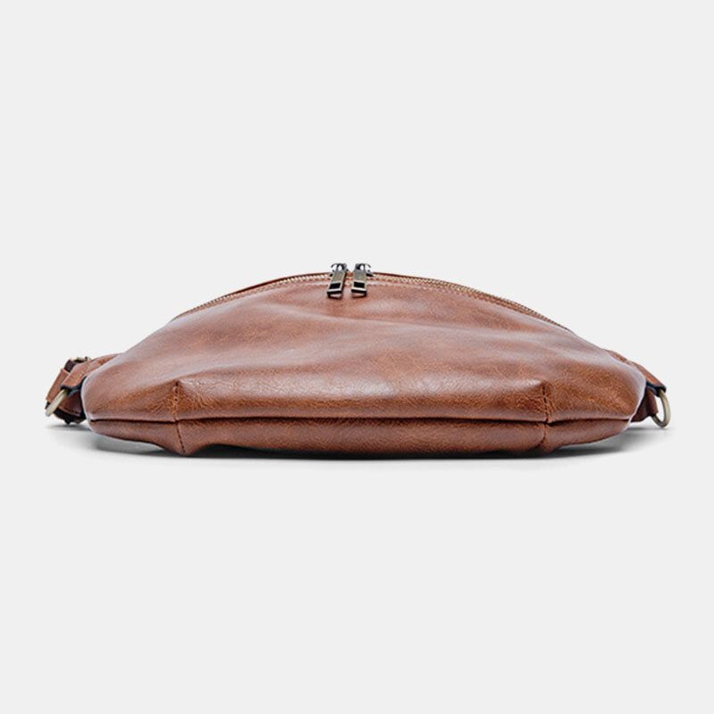 Hommes Grande Capacité Étanche Sac À Bandoulière En Cuir Pu Antivol Décontracté Taille Sac Poitrine Sac Sac À Bandoulière