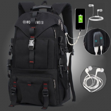 Hommes Grande Capacité Extérieur Étanche Charge Usb Multi-poches 14 Pouces Pochette D'ordinateur Voyage Escalade Sac À Dos