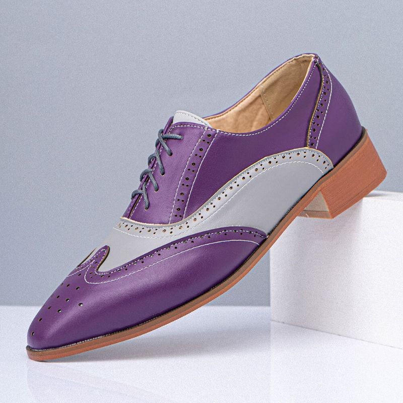 Hommes Grande Taille Bout Pointu Color Blocking Hollow Out Business Oxfords Chaussures