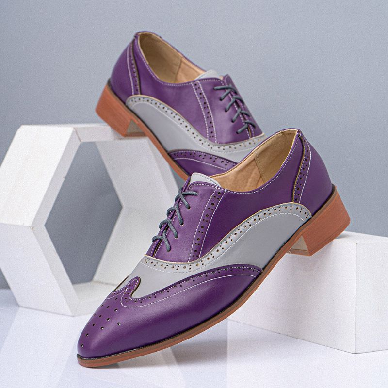 Hommes Grande Taille Bout Pointu Color Blocking Hollow Out Business Oxfords Chaussures