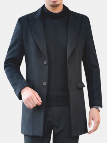 Hommes Hiver Chaud Coton Rembourré Mince Mi Long Trench-coat