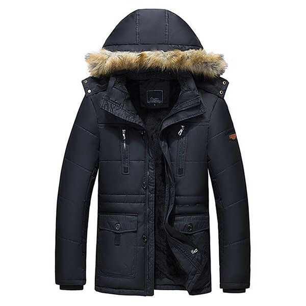 Hommes Hiver Wark Épais Polaire Chaud Fourrure À Capuche Extérieur Veste Parkas